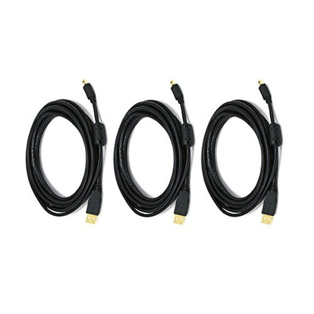 White 1.5 Feet Gold Plated eDragon 5 Pack USB 2.0 A Male to Mini-B 5pin Male 28/24AWG Cable with Ferrite Core 